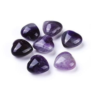 Natural Amethyst Heart Love Stone, Pocket Palm Stone for Reiki Balancing, 25x24~26x13~15mm