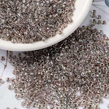 MIYUKI Round Rocailles Beads, Japanese Seed Beads, (RR2195) Taupe Lined Crystal AB, 8/0, 3mm, Hole: 1mm, about 2111~2277pcs/50g