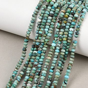 Natural HuBei Turquoise Beads Strands, Faceted, Rondelle, Grade A, 4x2mm, Hole: 0.6mm, about 159pcs/strand, 15.16''(38.5cm)