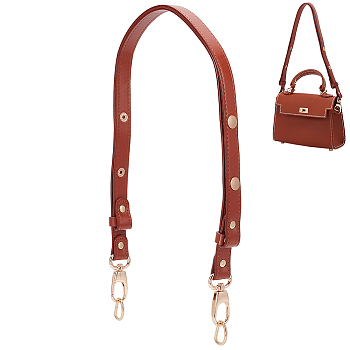 Adjustable PU Leather Bag Handles, with Alloy Swivel Clasp & D-Rings, for Underarm/Crossbody Bag Replacement Accessories, Saddle Brown, 72~113.6x1.85x0.2cm