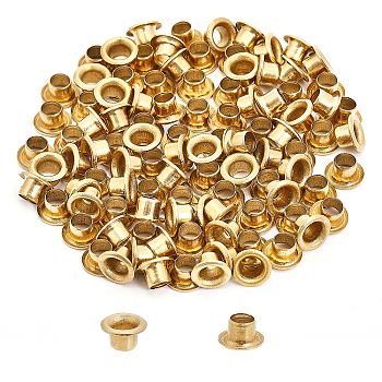 Brass Grommet Eyelet Findings, for Bag Making, Flat Round, Golden, 0.8x0.45cm, Hole: 4mm, 100pcs/bag