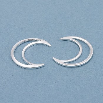 Brass Linking Rings, Long-Lasting Plated, Moon, 925 Sterling Silver Plated, 16x14x1mm, Inner Diameter: 14x3mm