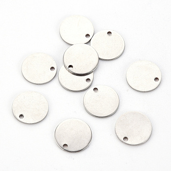 201 Stainless Steel Stamping Blank Tag Pendants, Flat Round, Stainless Steel Color, 12x1mm, Hole: 1.4mm