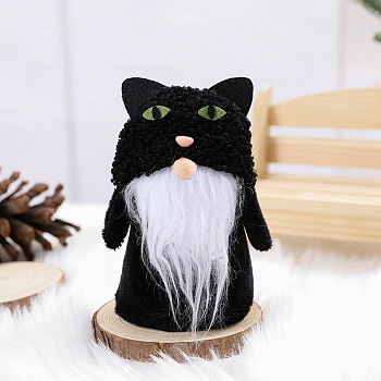 Halloween Gnome Cloth Display Decorations, for Home Office Desk, Cat Shape, 90x120mm