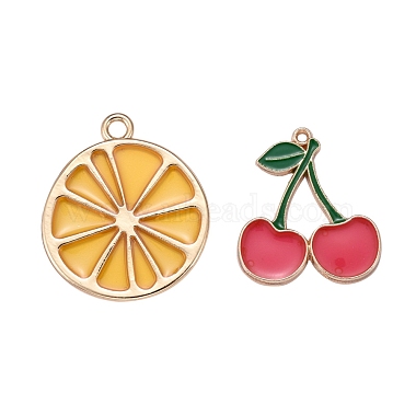 15Pcs 5 Style Light Gold Plated Fruit Theme Alloy Enamel Pendants(ENAM-ZZ0001-06)-4