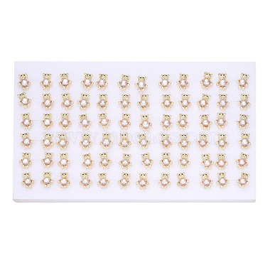 Clear Cubic Zirconia Bear Stud Earrings with Natural Pearl(PEAR-N020-05K)-4