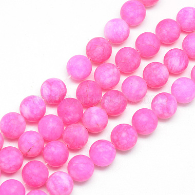 Deep Pink Round White Jade Beads