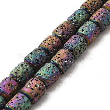 Electroplated Natural Lava Rock Beads Strands(G-G984-16)-2