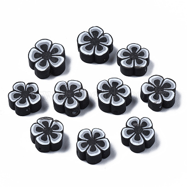 Black Flower Polymer Clay Beads