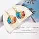Natural & Synthetic Mixed Gemstone Chips Braided Ring with Tree of Life Dangle Earrings(EJEW-JE04878-03)-3