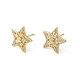 Clear Cubic Zirconia Star Stud Earrings(KK-O142-02G)-1