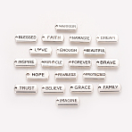 Tibetan Style Alloy Inspirational Message Pendants, Rectangle with Words, Cadmium Free & Lead Free, Antique Silver, 8x21x2mm, Hole: 2mm, about 6pcs/kind, 120pcs/set(TIBEP-YW0001-01)