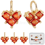 10Pcs Brass Cubic Zirconia Charms, Cadmium Free & Nickel Free & Lead Free, Heart, with Jump Ring, Real 18K Gold Plated, 7x8x4mm, Hole: 3mm(ZIRC-BBC0003-05)
