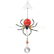 Glass & Synthetic Turquoise Beaded Spider Hanging Ornaments, Round Tassels for Home Garden Decorations, Colorful, 290mm(HJEW-TA00186)