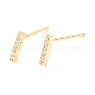 Brass Micro Pave Clear Cubic Zirconia Stud Earrings, Greek Alphabet, Real 18k Gold Plated, Letter.I, 8x1.7x1.8mm, Pin: 0.8mm(EJEW-O103-20G)
