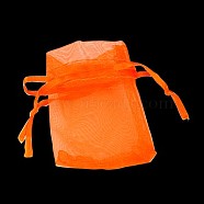 Organza Gift Bags with Drawstring, Jewelry Pouches, Wedding Party Christmas Favor Gift Bags, Orange Red, 7x5cm(OP-E002-9)