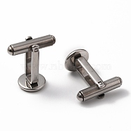 304 Stainless Steel Cuff Buttons, Cufflink Findings for Apparel Accessories, Stainless Steel Color, Tray: 8mm, 19x18x10mm(STAS-Z015-33B)