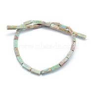 Natural Imperial Jasper Beads Strands, Dyed, Rectangle, Light Cyan, 13.5~14x4~4.5x4~4.5mm, Hole: 1mm, about 28pcs/strand, 15.15 inch(38.5cm)(X-G-P391-A01)