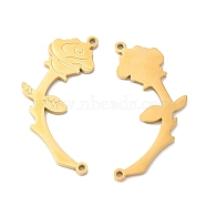 Ion Plating(IP) 316L Surgical Stainless Steel Connector Charms, Rose Flower Link, Textured, for Valentine's Day, Real 18K Gold Plated, 30x21x1.5mm, Hole: 1.2mm(STAS-H213-46G)