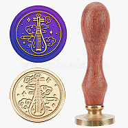 Wax Seal Stamp Set, Sealing Wax Stamp Solid Brass Head,  Wood Handle Retro Brass Stamp Kit Removable, for Envelopes Invitations, Gift Card, Musical Instruments, 83x22mm, Stamps: 25x14.5mm(AJEW-WH0208-1219)