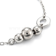 304 Stainless Steel Beaded Bracelets, Round, Stainless Steel Color, 8-5/8 inch(22cm)(STAS-A052-24P)