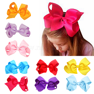 Grosgrain Bowknot Alligator Hair Clips, with Iron Alligator Clips, Mixed Color, 150mm(OHAR-Q096-M)