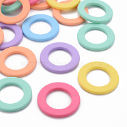 Rubberized Style Acrylic Linking Rings, Ring, Mixed Color, 34.5x3.5mm, Inner Diameter: 20.5mm(X-MACR-T041-09)