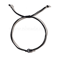 Acrylic Letter C Adjustable Braided Cord Bracelets for Men, Black(GX4208-3)