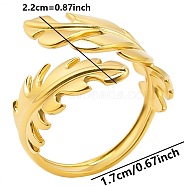 Stainless Steel Leaf Open Cuff Ring for Unisex, Golden(AQ9593-2)