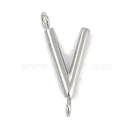 304 Stainless Steel Letter Connector Charms, Stainless Steel Color, Letter V, 12x5x2mm, Hole: 1.2mm(STAS-M108-01P-22)