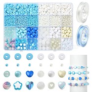 DIY Bracetet Making Kit, Including Polymer Clay Disc & Glass Pearl & Seed & Acrylic Beads, Heart & Flower, Mixed Color(DIY-YW0007-70)