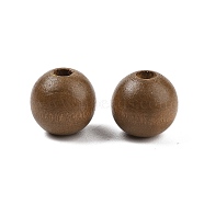 Wood European Beads, Matte Style, Round, Camel, 15mm, Hole: 4.7mm(WOOD-M014-01E)