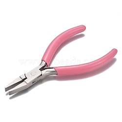 45# Carbon Steel Jewelry Pliers, Flat Nose Pliers, Ferronickel, Pink, 12.6x7x0.7cm(PT-O001-01)