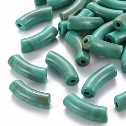 Acrylic Beads, Imitation Gemstone, Curved Tube, Light Sea Green, 36x13.5x11.5mm, Hole: 4mm(X-MACR-S372-001A-03)