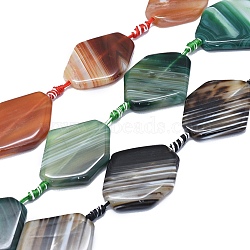 Natural Banded Agate/Striped Agate Beads Strands, Dyed & Heated, Rhombus, Mixed Color, 38~40x27~30x5.5~7mm, Hole: 2~3mm, about 8pcs/strand, 15.5 inch(39.5cm)(G-I245-59)