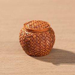 Resin Bamboo Rattan Miniature Food Storage Ornaments, Micro Landscape Home Dollhouse Accessories, Pretending Prop Decorations, Saddle Brown, 25x23mm(PW-WG81F97-16)