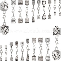 Elite 20Pcs 10 Style Zinc Alloy Lobster Claw Clasps, with Tibetan Style Cord Ends, Antique Silver, 35~65mm, 2Pcs/style(FIND-PH0009-99)