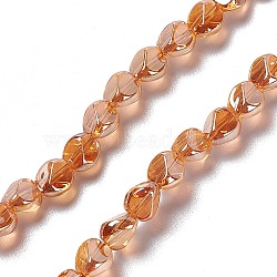 Electroplate Glass Beads Strands, Pearl Luster Plated, Nuggets, Dark Orange, 7x6.5x6mm, Hole: 0.9mm, about 90pcs/strand, 24.41 inch(62cm)(EGLA-L038-PL03)