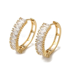 Brass Hoop Earrings, with Glass, Light Gold, 25.5x6.5mm(EJEW-L271-15KCG-03)