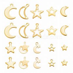 200Pcs 10 Style 304 Stainless Steel Charms, Mixed Shape, Golden, 5.5x6x1mm, Hole: 1mm, 20Pcs/Style(STAS-LS0001-40)