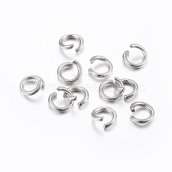 Tarnish Resistant 304 Stainless Steel Open Jump Rings, Stainless Steel Color, 4x0.8mm, 20 Gauge(STAS-H437-4x0.8mm)