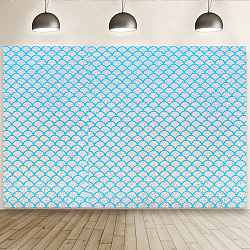 Fishscale Pattern Polyester Fabrics, for DIY Bed Sheet, Tablecloth, T-shirt, Dress, Rectangle, Deep Sky Blue, 150x0.02cm(DIY-WH0304-508B)