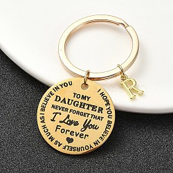 Valentine's Day Brass & 201 Stainless Steel Keychain, with Alloy Rings, Letter R, 6.2cm(KEYC-YW00097-18)