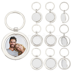 AHADERMAKER 9Pcs 3 Styles Alloy Sublimation Blanks Keychains, Heat Transfer Keyring, for Heat Press, Platinum, 7.5~7.75cm, 3pcs/style(AJEW-GA0007-45)