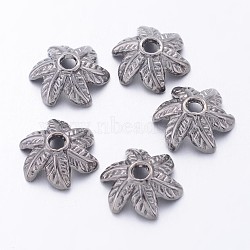 Tibetan Style Alloy Bead Caps, Lead Free & Cadmium Free, Gunmetal, 11x10x5mm, Hole: 2mm(K0NMM051)