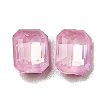 Glass Rhinestone Cabochons, Point Back & Back Plated, Faceted, Rectangle, Rosaline, 10x8x5mm.