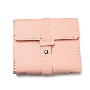 PU Imitation Leather Earring Storage Bags, Portable Travel Jewelry Earring Organizer Bag, Rectangle, Pink, 16.3x14.2x3.3cm, Hole: 1.5mm