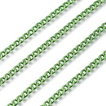 Electrophoresis 304 Stainless Steel Curb Chains, Unwelded, with Spool, Green Yellow, 4.2x2.6x0.6mm, about 32.8 Feet(10m)/roll