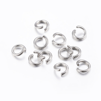 304 Stainless Steel Open Jump Rings, Stainless Steel Color, 4x0.8mm, 20 Gauge
