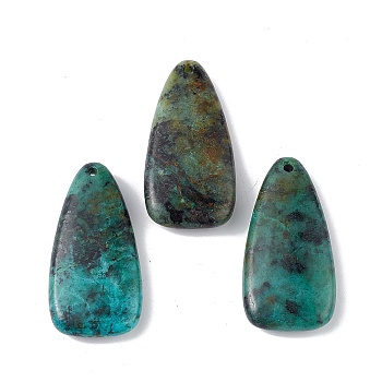 Natural African Turquoise(Jasper) Pendants, Teardrop Charms, 40x20.5x7mm, Hole: 1.8mm